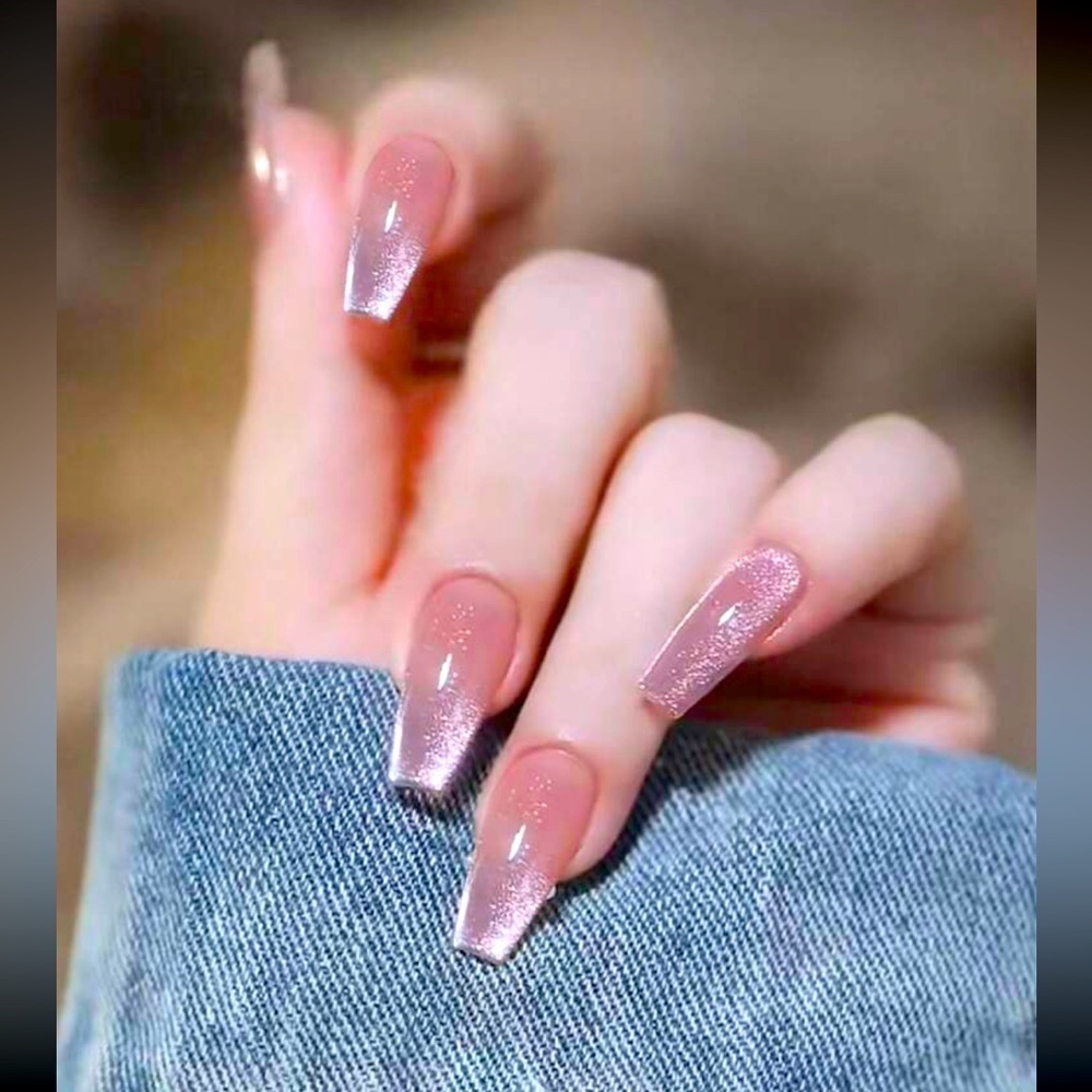 Pearl Pink Coffin Long Press On Nails 💅🌟 RESTOCKED🌟